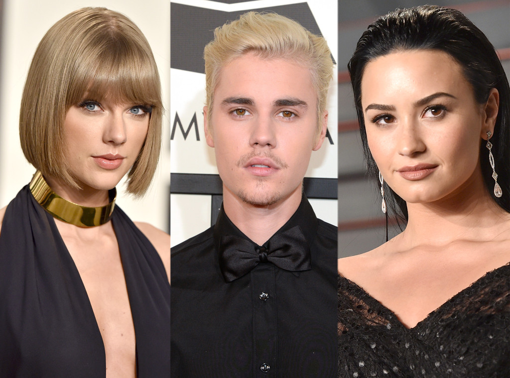 Taylor Swift, Justin Bieber, Demi Lovato Taylor Swift, Justin Bieber, Demi Lovato